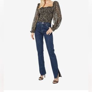 BLANK NYC the Cooper high rise straight leg jeans with slits size 28 New